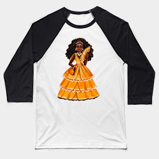 Queen Black Gold  beautiful black woman art Melanin dark brown skin Baseball T-Shirt